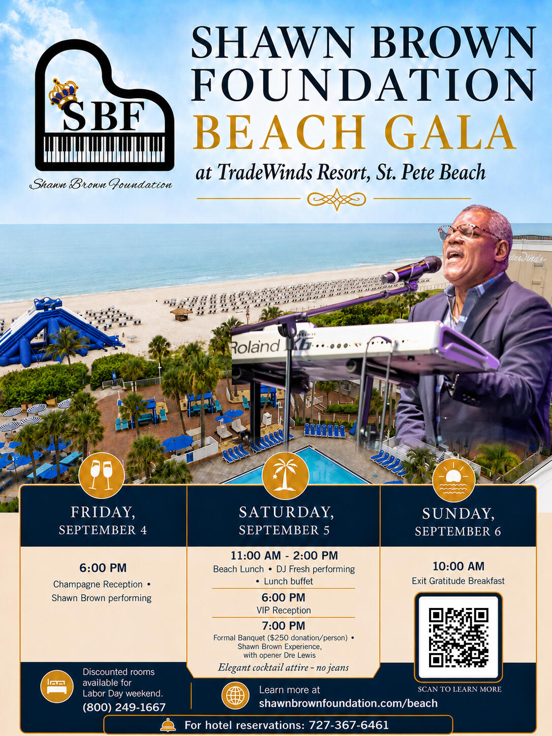 Shawn Brown Foundation Beach Gala event flyer at TradeWinds Resort